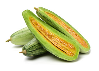 Muskmelon (yangjiaomitianguo) on white background
