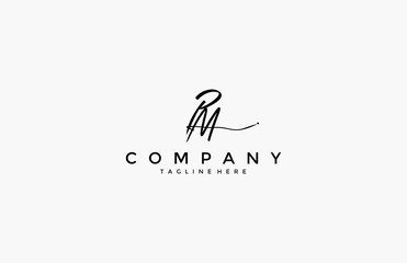 Calligraphy Signature Initial Letter PM Logotype