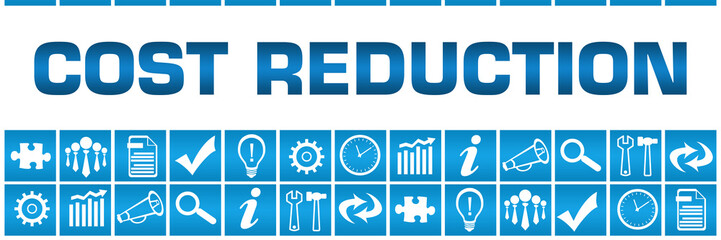 Cost Reduction Blue Box Grid Business Symbols 