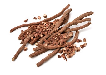 Red Sage Root（Salvia miltiorrhiza Bge）on white background