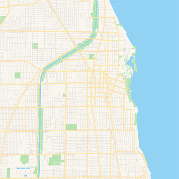 Empty Vector Map Of Evanston, Illinois, USA