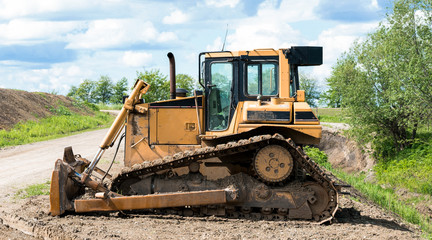 Excavator on a road construction site.