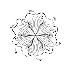 Oriental mandala motif of round swirling shape, illustration of floral pattern for decoration in Oriental style