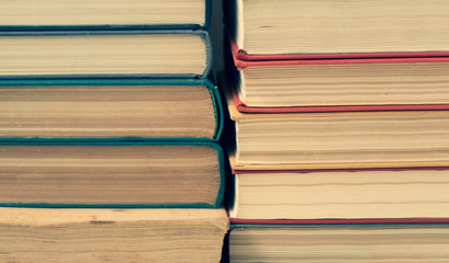 stack of old colorfull books