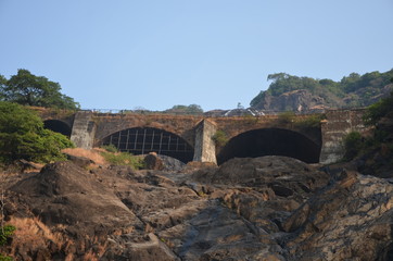 Goa, India. railway bridge in the mountains