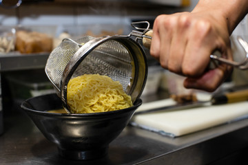 preparing and cooking japanese ramen