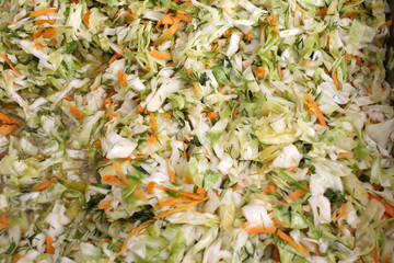 Cabbage salad with carrots and parsley. Vegetarian food. Diet and healthy eating concept. Detox. 