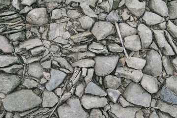 Stones of the old pavement, which appeared due to the shallowing of the Volga River in Kazan, Russia