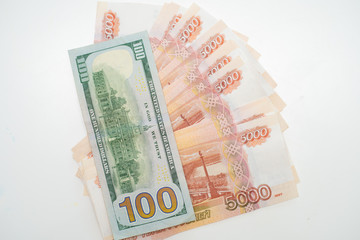 Obraz premium The dollars and the rubles. Business concept.