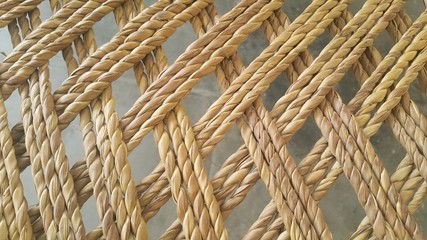 Dried jute thread or ropes interwoven for making traditional bed called charpai