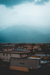 Fototapeta premium fog over an historical village at italy