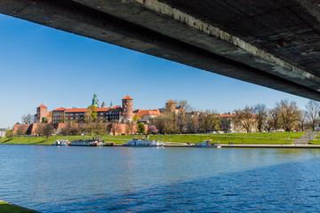 Fototapeta na wymiar A view by the Vistula River in Krakow Poland