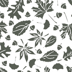 Autumn seamless vector pattern. Fall leaves and acorns. Simple beautiful background, wallpaper, textile...