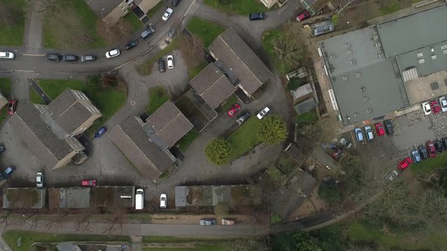 Aerial drone flight over blocks of flats Sheffield
