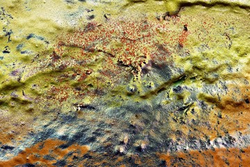 Detailed colorful painted concrete walls in a high resolution close up view