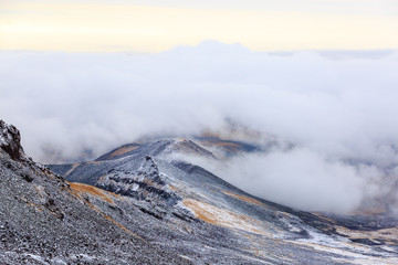 View from the crater of Mount Aragats, northern summit, at 4,090 m , Armenia.