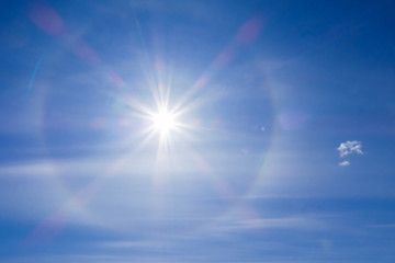 Solar halo phenomenon. Spiritual halo phenomenon. Natural phenomenon Sun halo.