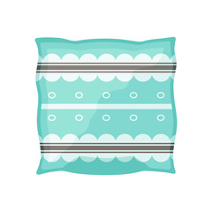 Blue pillow on white background