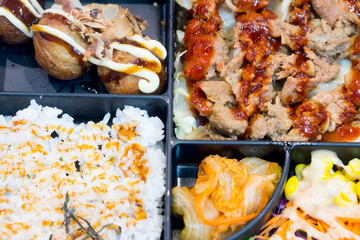 Close up Japanese food style in box