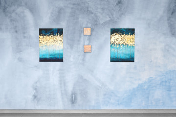 Pictures on wall in modern art gallery
