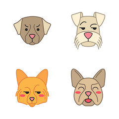 Fototapeta premium Dogs cute kawaii vector characters