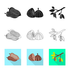 Vector illustration of food and yummy symbol. Set of food and brown   stock vector illustration.