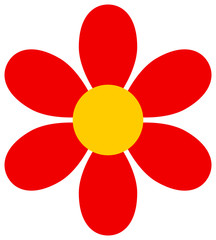 Red flower icon. Vector blossom clipart.