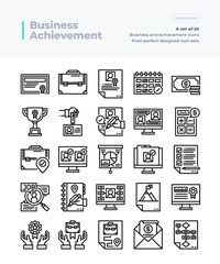 Fototapeta na wymiar Detailed Vector Line Icons Set of Business Achievement .64x64 Pixel Perfect and Editable Stroke.