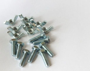 Bolt and nut on white background