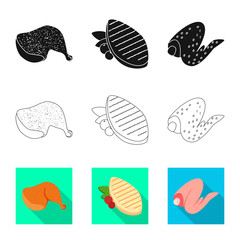 Isolated object of product and poultry symbol. Set of product and agriculture    vector icon for stock.
