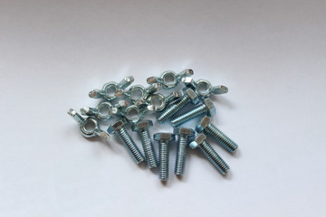 Bolt and nut on white background