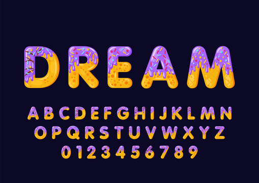 Donut cartoon dream biscuit bold font style