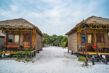 Native bamboo bungalow on Haad Than Sadet beach on Koh Phangan island,