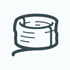 Coaxial cable isolated icon, hank of cable linear vector icon