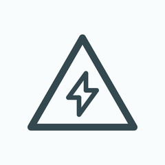 Electric warning sign linear icon, high voltage warning isolated vector icon