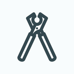 Nippers isolated icon, cable cutters linear icon, wiring tool outline vector icon