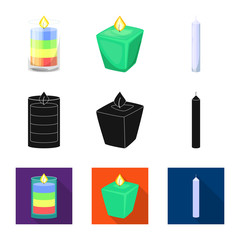 Vector illustration of relaxation and flame symbol. Set of relaxation and wax stock vector illustration.