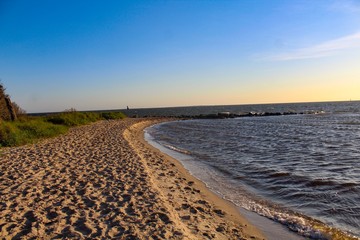 Ocracoke Island Sound beachfront at sunset
