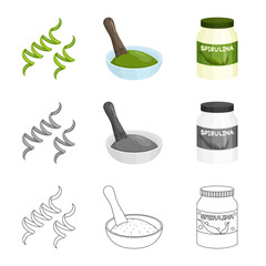 Vector illustration of protein and sea logo. Set of protein and natural stock symbol for web.