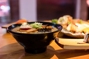 preparing cooking and serving japanese food