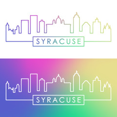 Fototapeta premium Syracuse city skyline. Colorful linear style. Editable vector file.