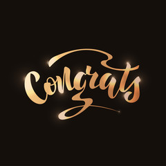 Vector illustration with handwritten phrase - Congrats. Lettering.