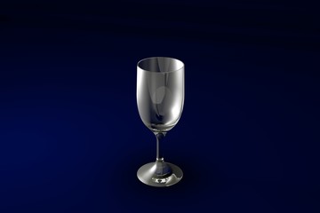 3D illustration of sour cocktail glass on dark blue design background - drinking glass render