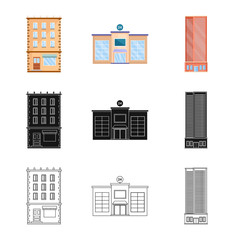 Vector illustration of municipal and center icon. Collection of municipal and estate   stock symbol for web.