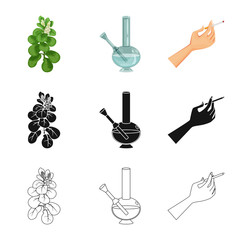 Isolated object of refuse and stop logo. Collection of refuse and habit stock vector illustration.