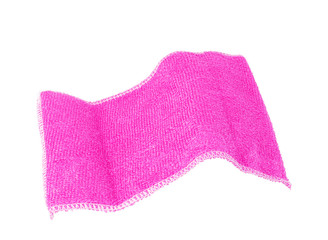 Pink towel isolated on a white background