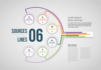 Sources 6 Lines Infographic