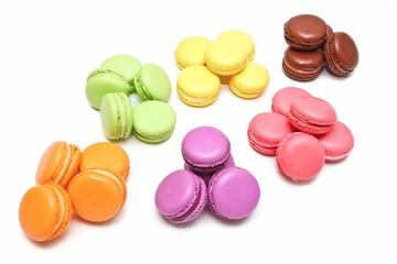 colorful macaroons isolated on white background