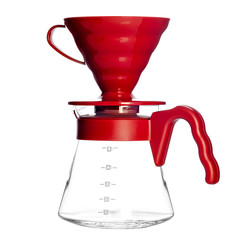 Glass carafe and Purover - funnel for brewing coffee. Alternative brewing. isolate