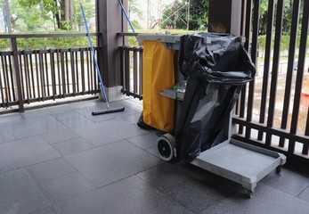 clean equipment cart on the corridor